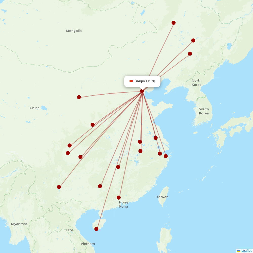 Okay Airways at TSN route map