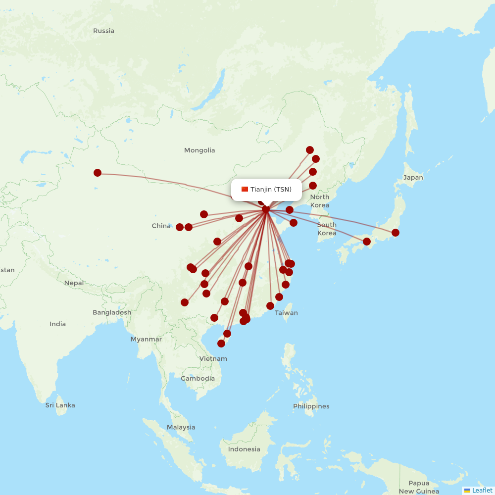 Air China at TSN route map