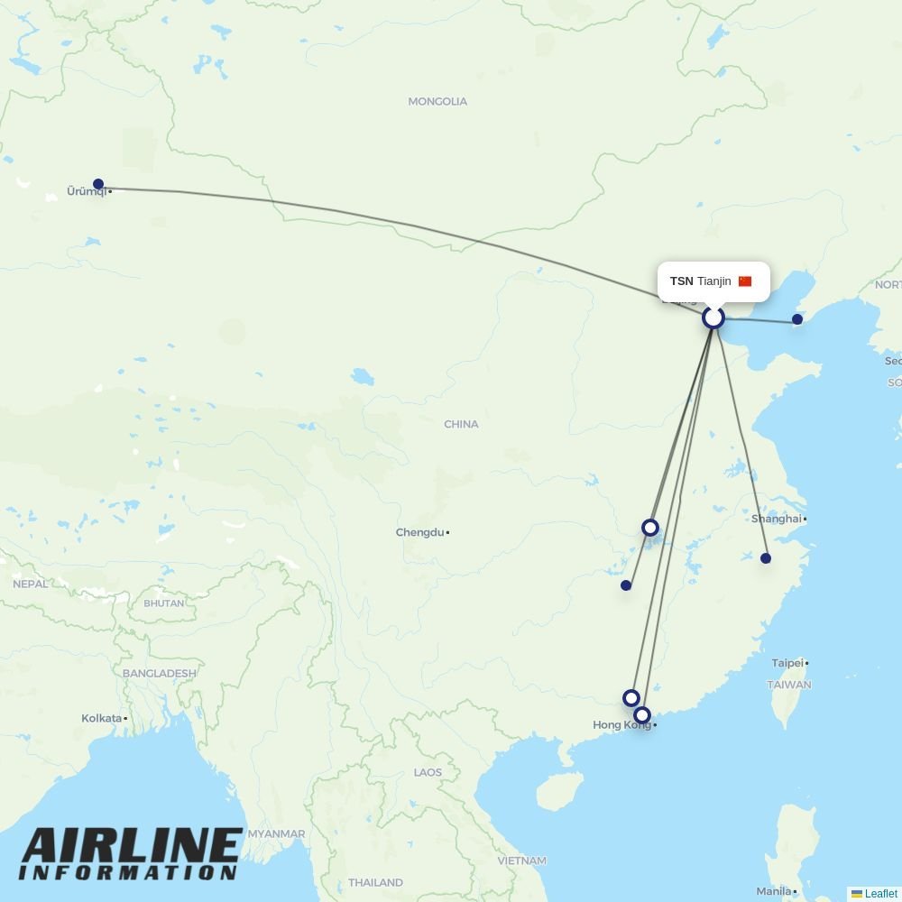 China Southern routes from TSN