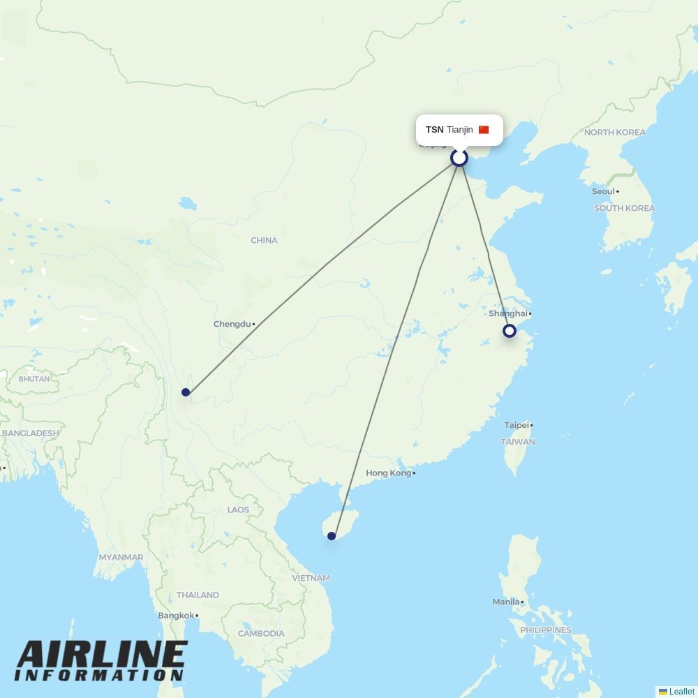 Capital Airlines routes from TSN