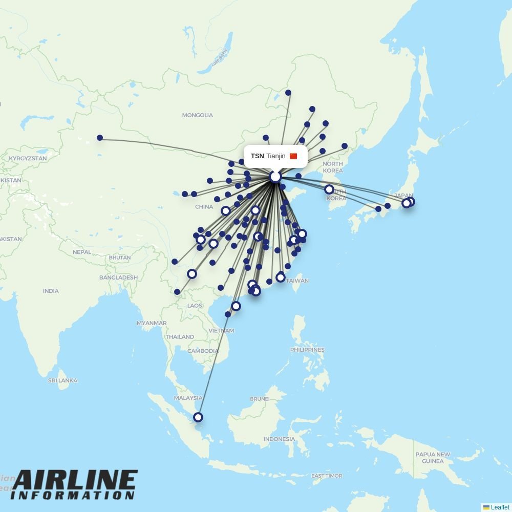 XiamenAir routes from TSN