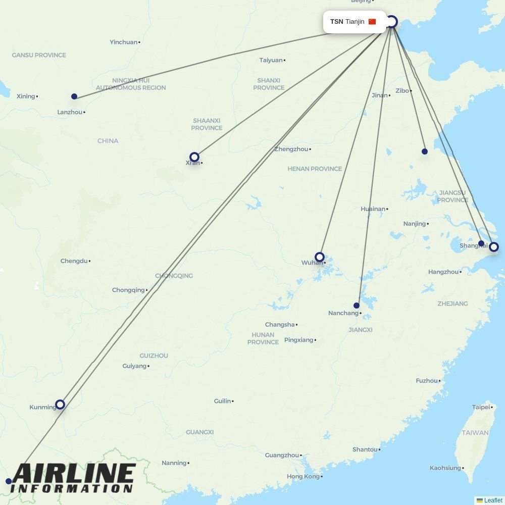 China Eastern routes from TSN
