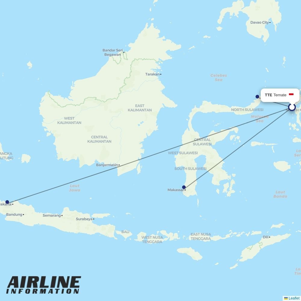 Sriwijaya Air routes from TTE