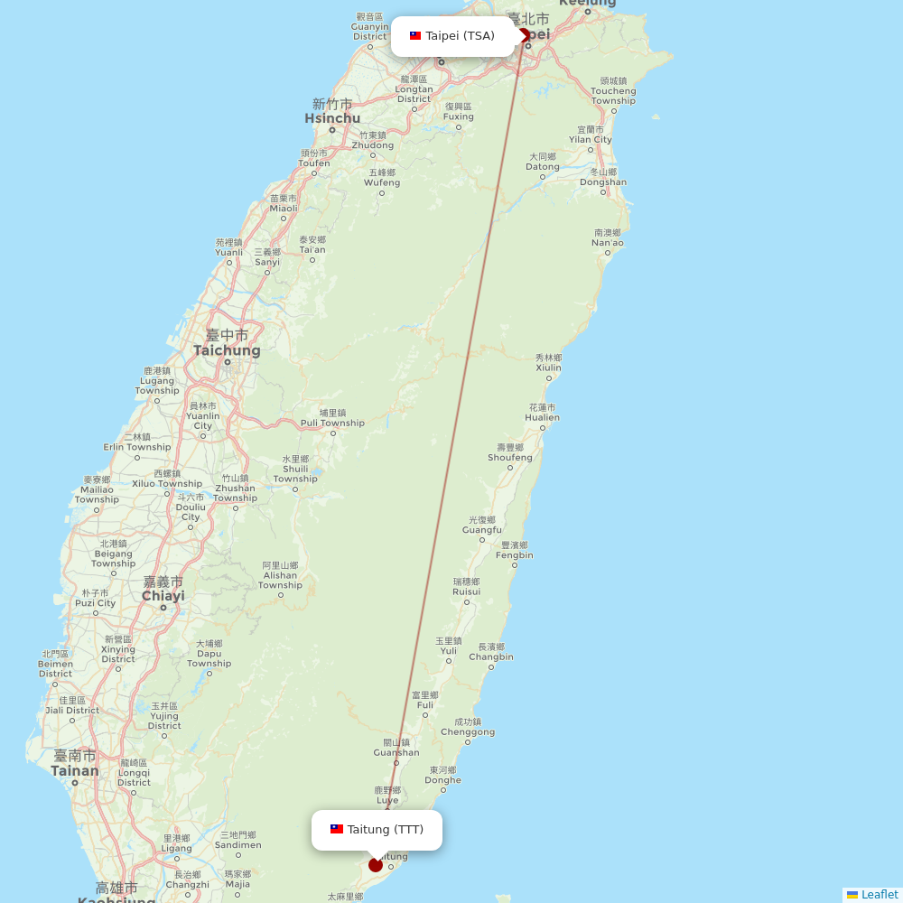 UNI Air at TTT route map