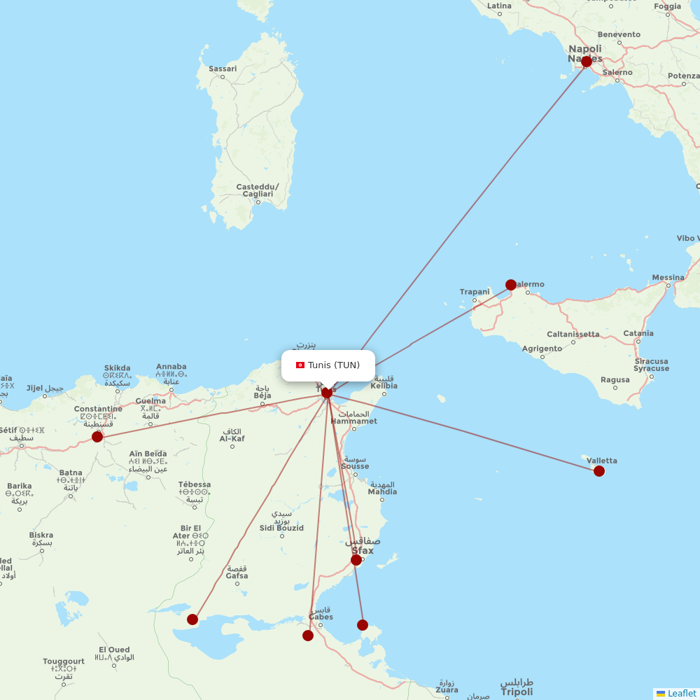 Tunisair Express at TUN route map