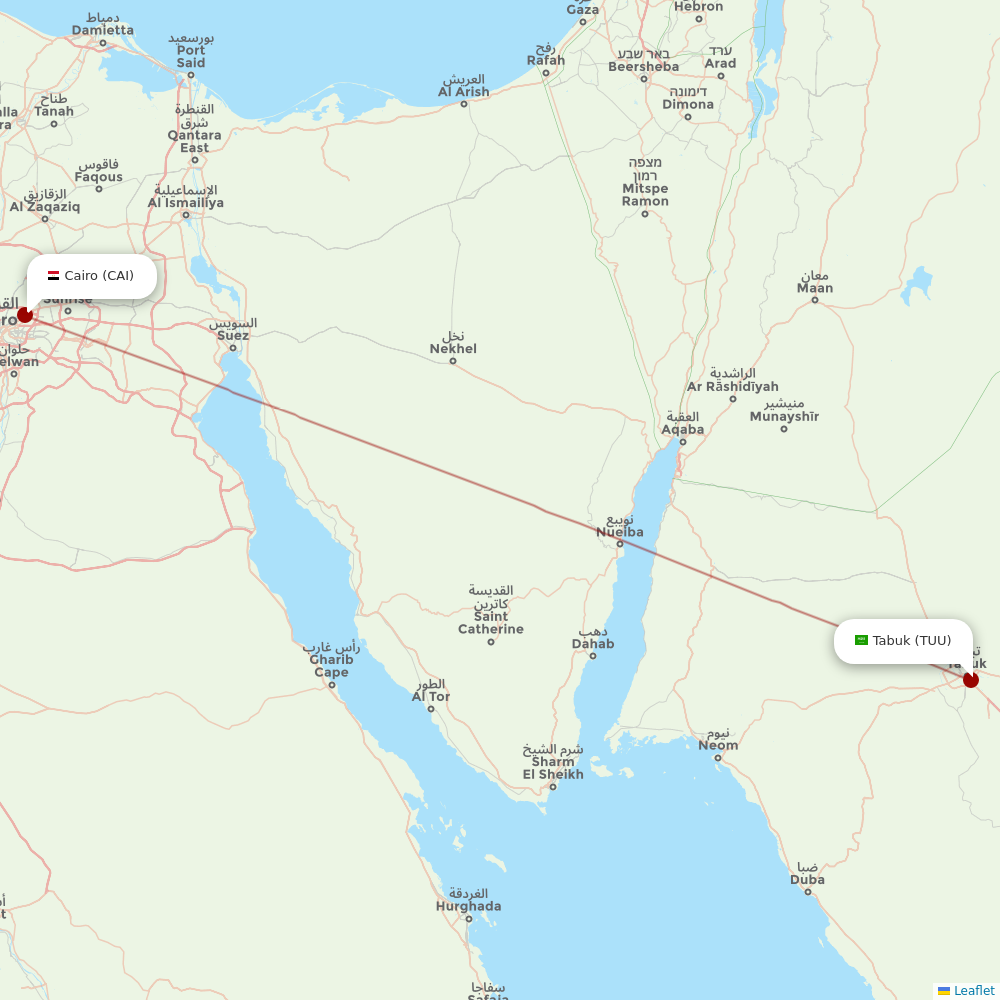 Air Arabia Egypt at TUU route map
