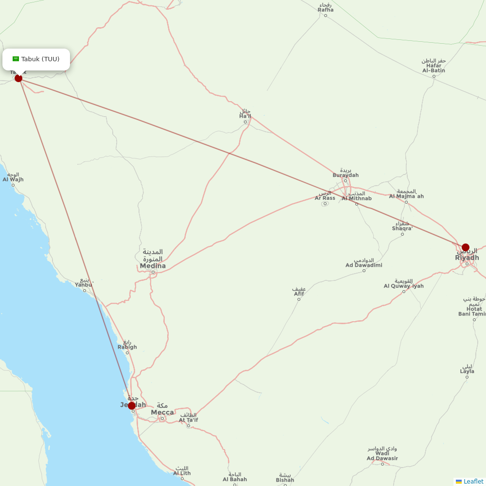 Saudia at TUU route map