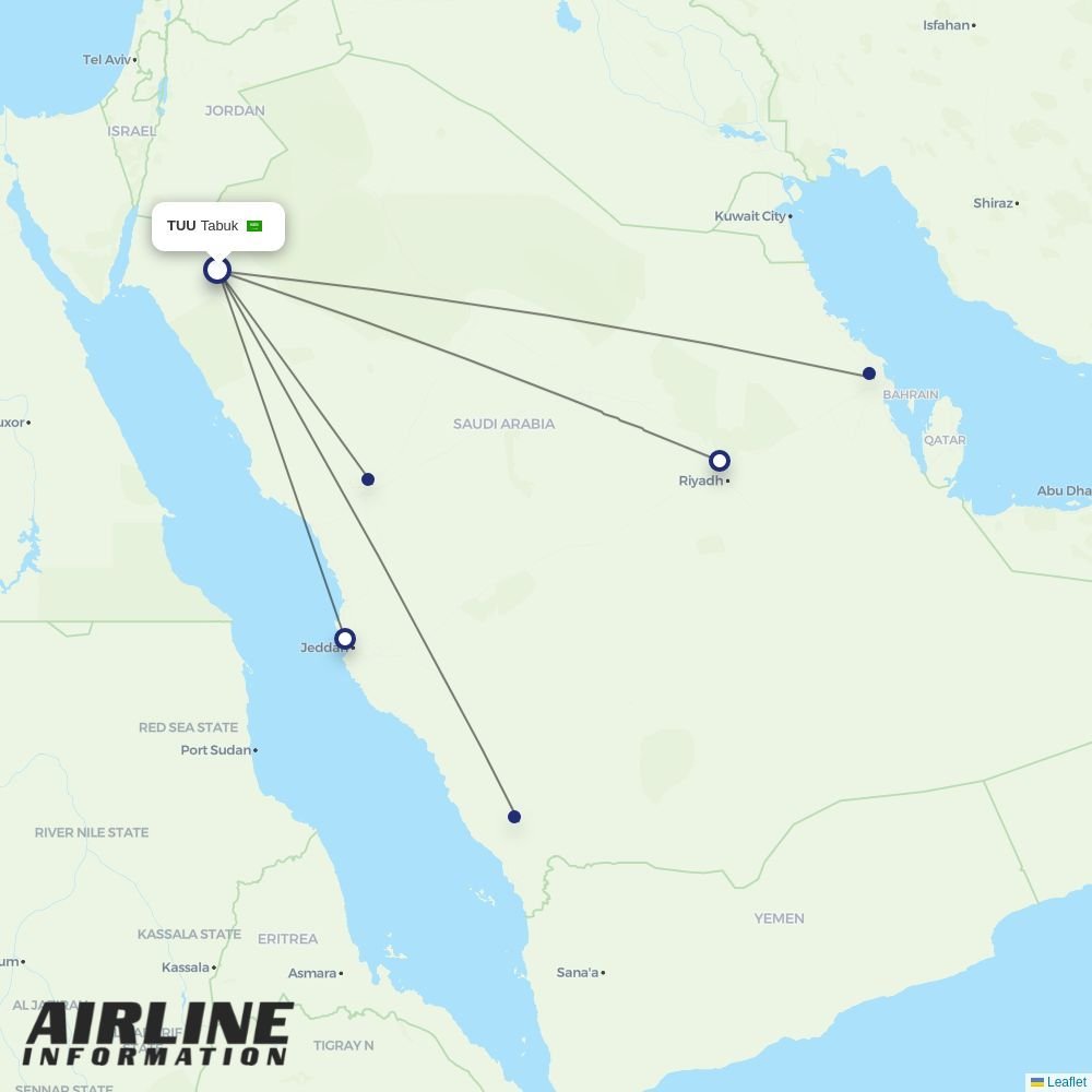 Flynas routes from TUU
