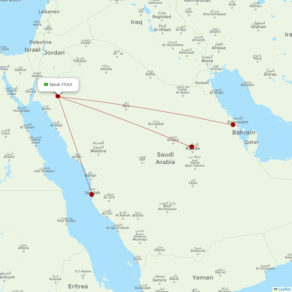 Flynas at TUU route map
