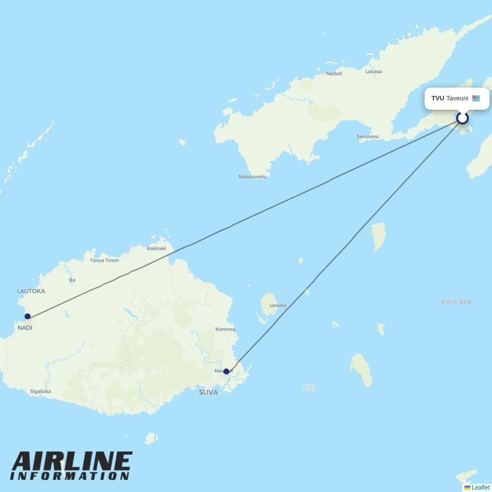 Fiji Airways routes from TVU