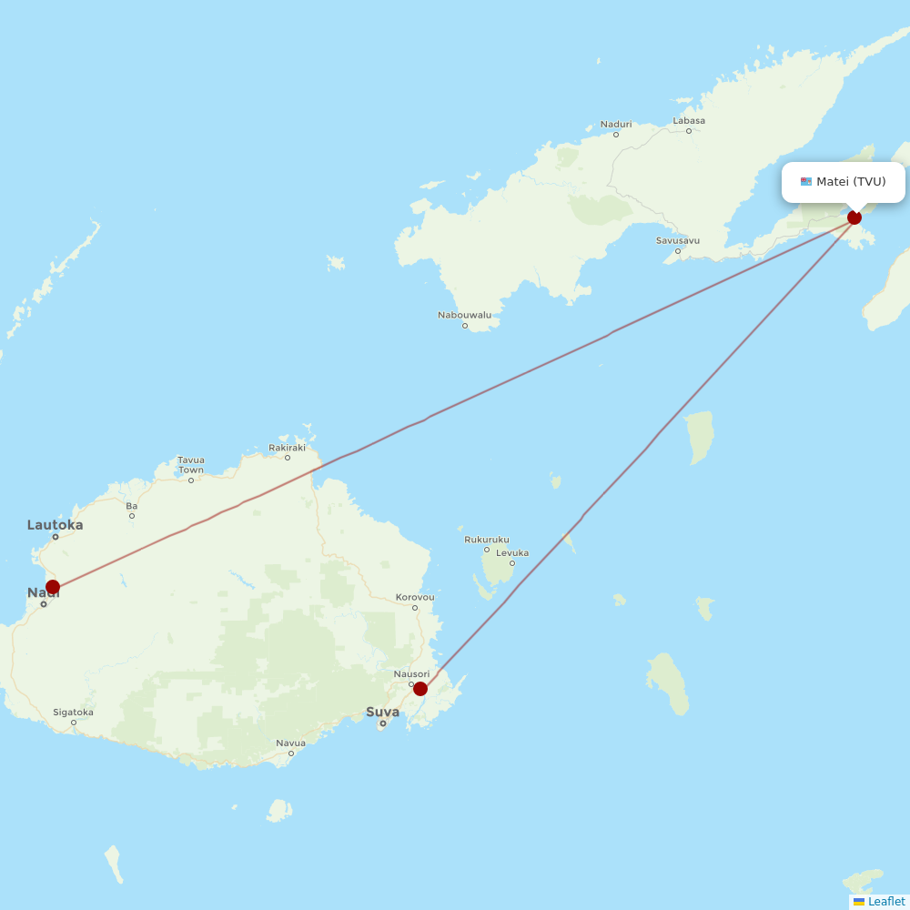 Fiji Airways at TVU route map
