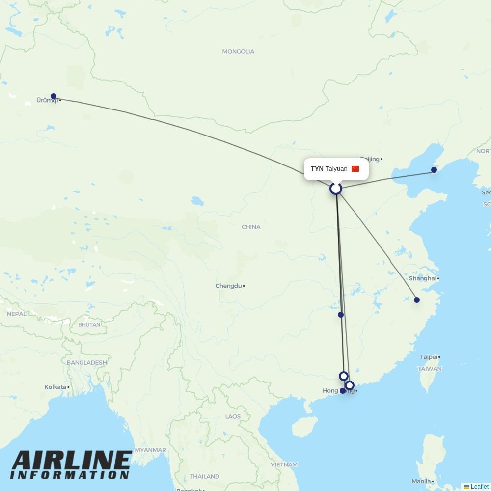 China Southern routes from TYN