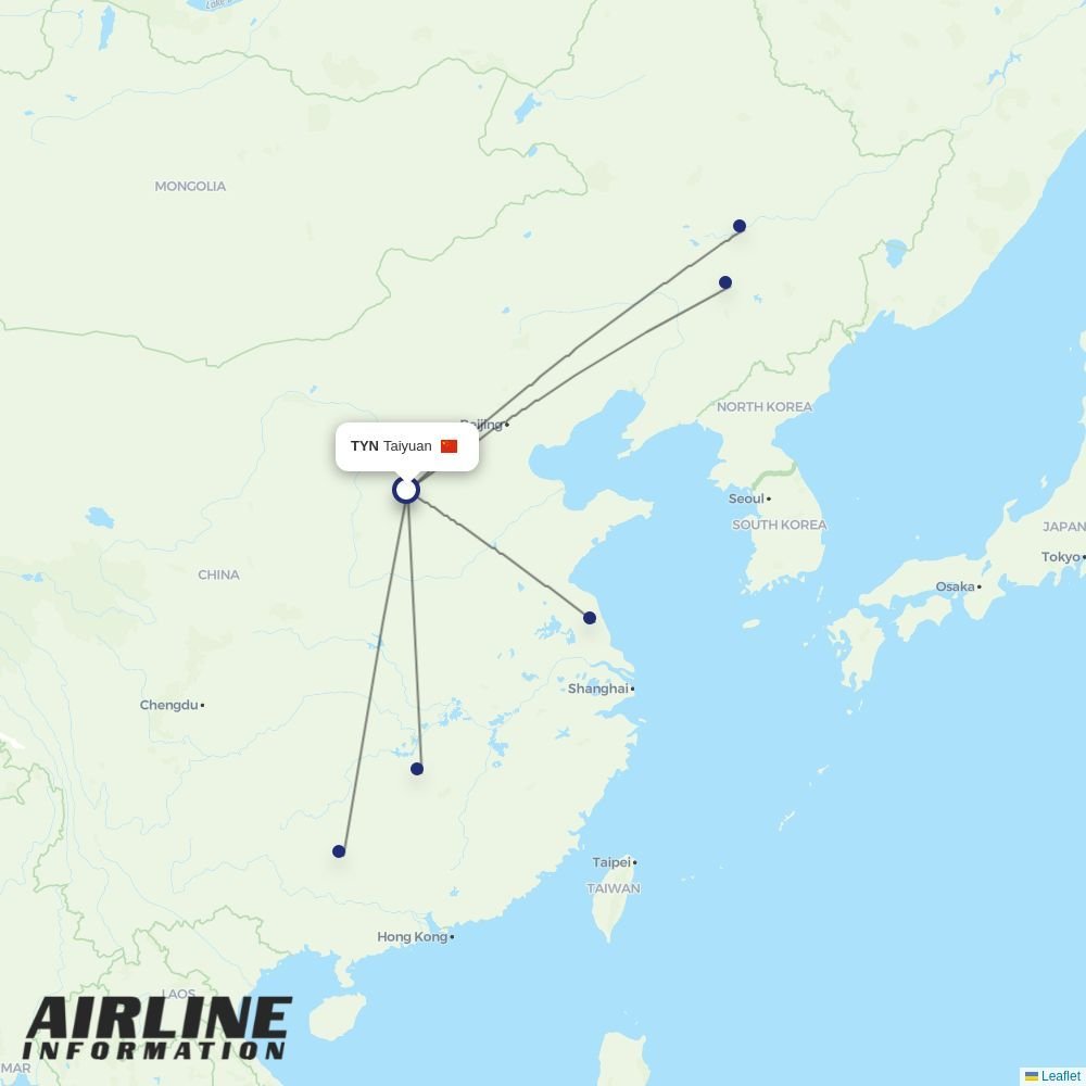LJ Air routes from TYN