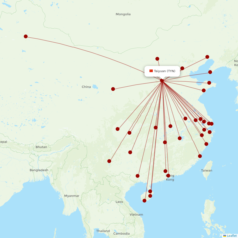 China Eastern at TYN route map