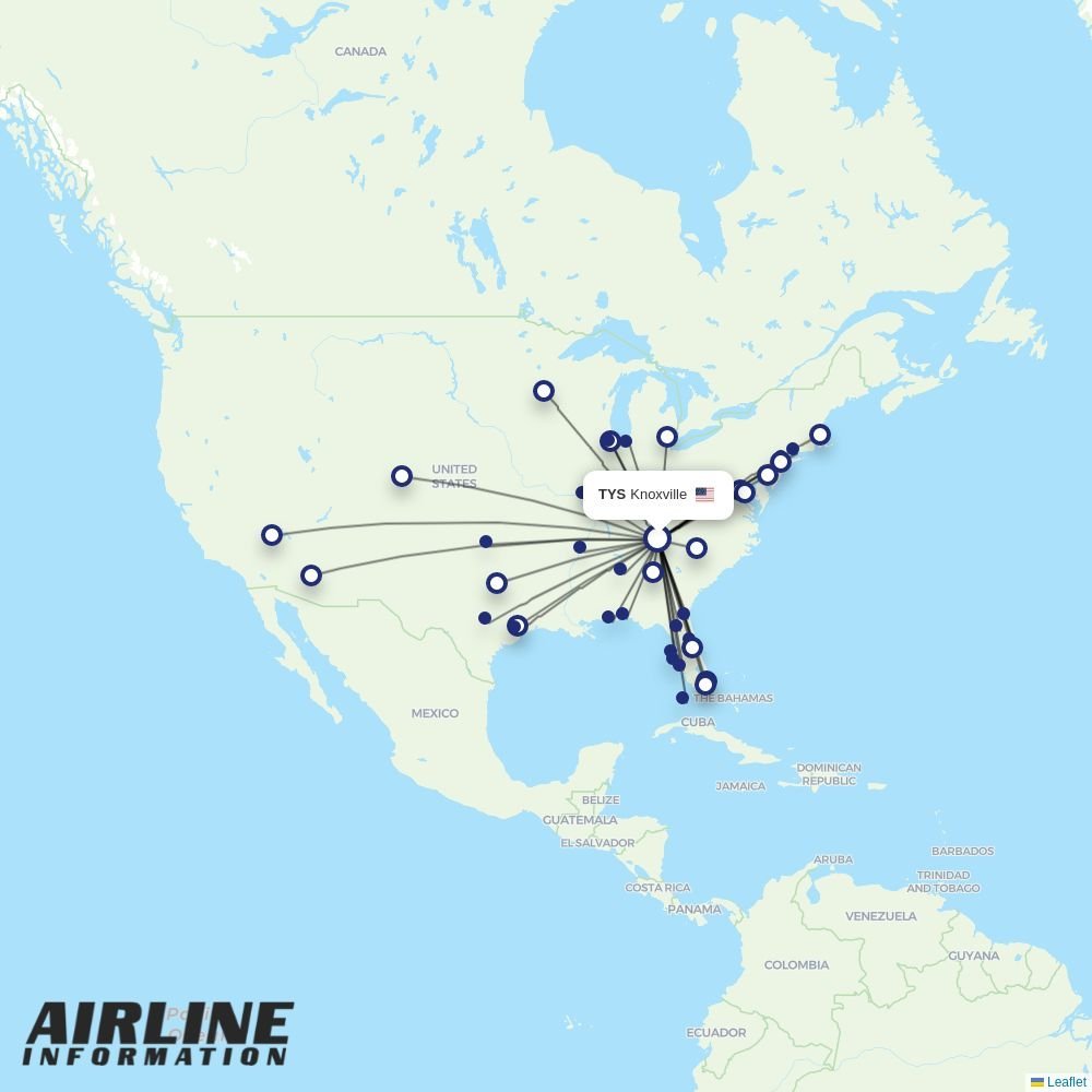 United routes from TYS