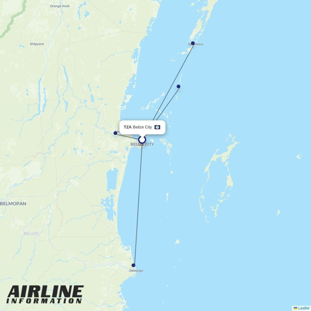 Tropic Air routes from TZA
