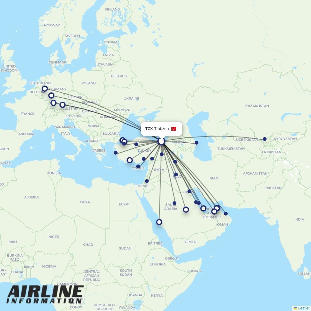 Pegasus routes from TZX