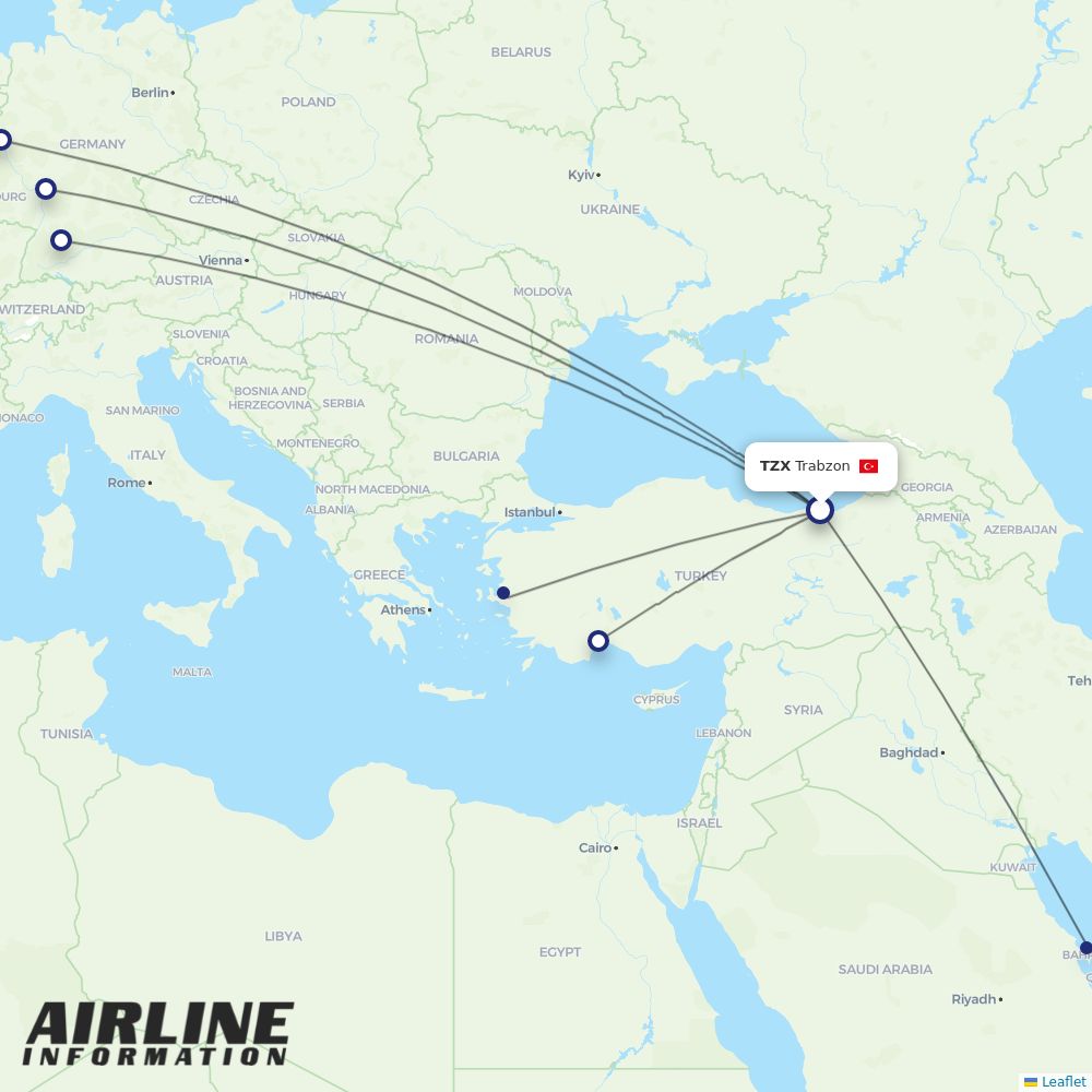 SunExpress routes from TZX