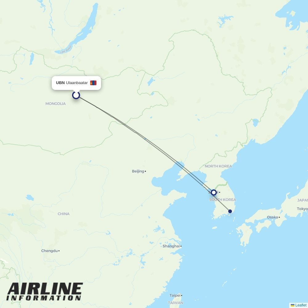 Jeju Air routes from UBN