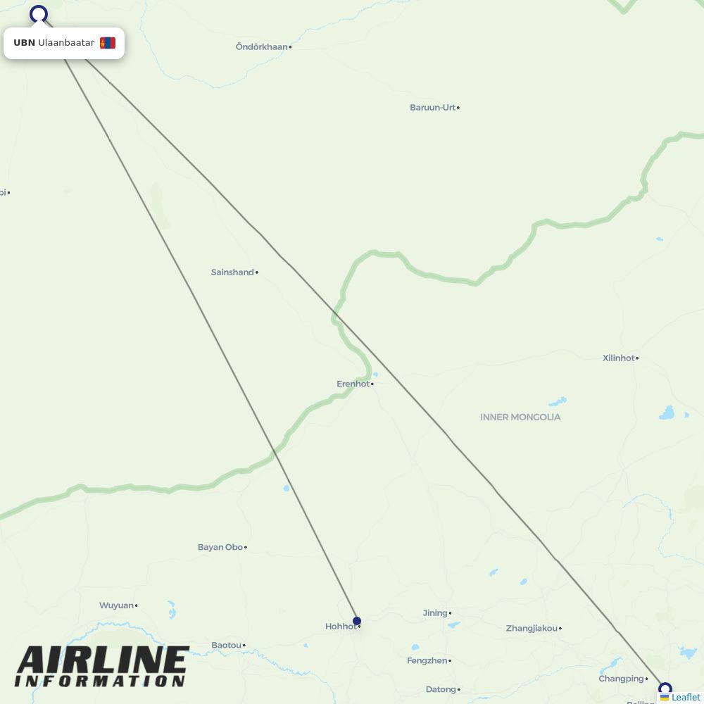 Air China routes from UBN