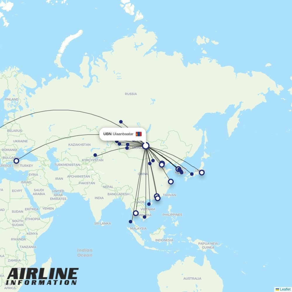 Aero Mongolia routes from UBN