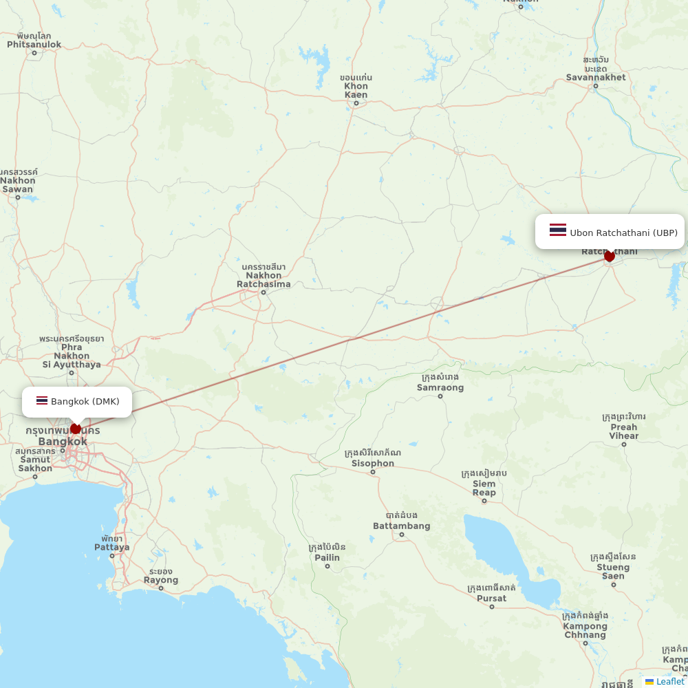 Thai Lion Air at UBP route map