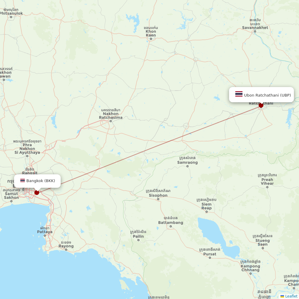 Thai Vietjet Air at UBP route map