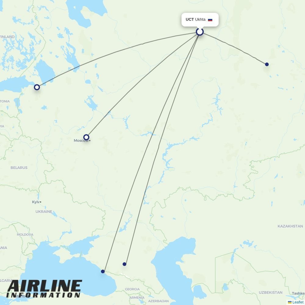 Severstal Avia routes from UCT