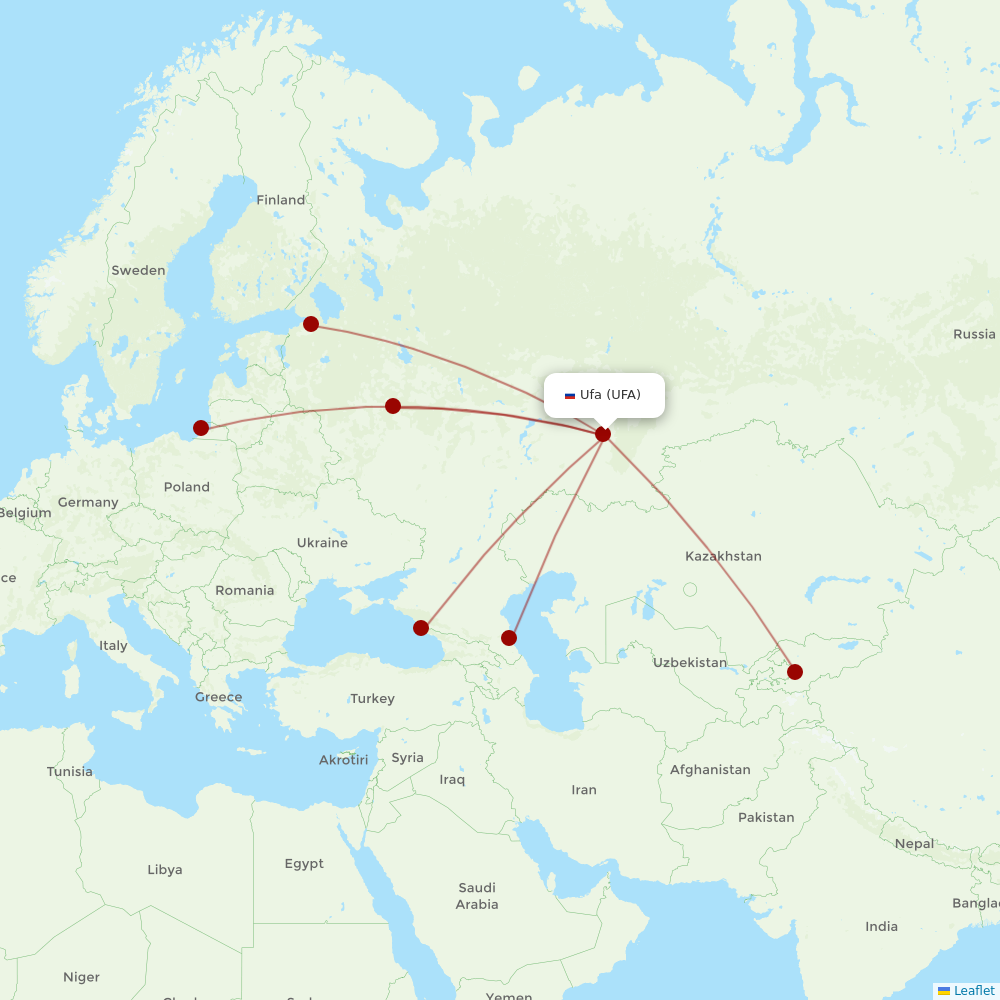 Nordwind Airlines at UFA route map