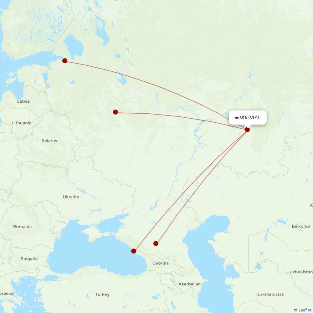 Aeroflot at UFA route map