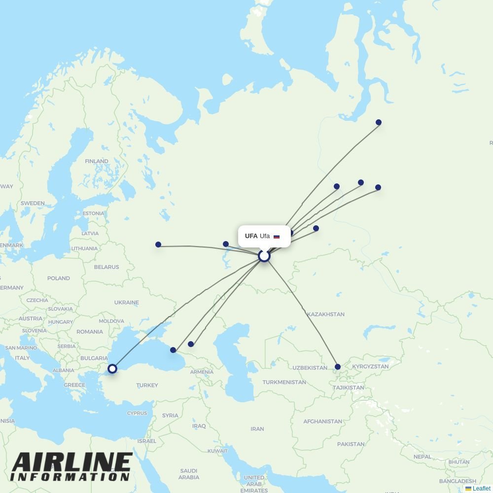 UTair routes from UFA