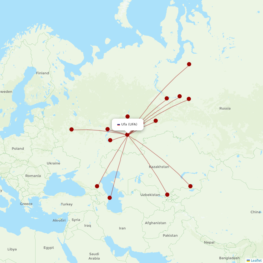 UTair at UFA route map