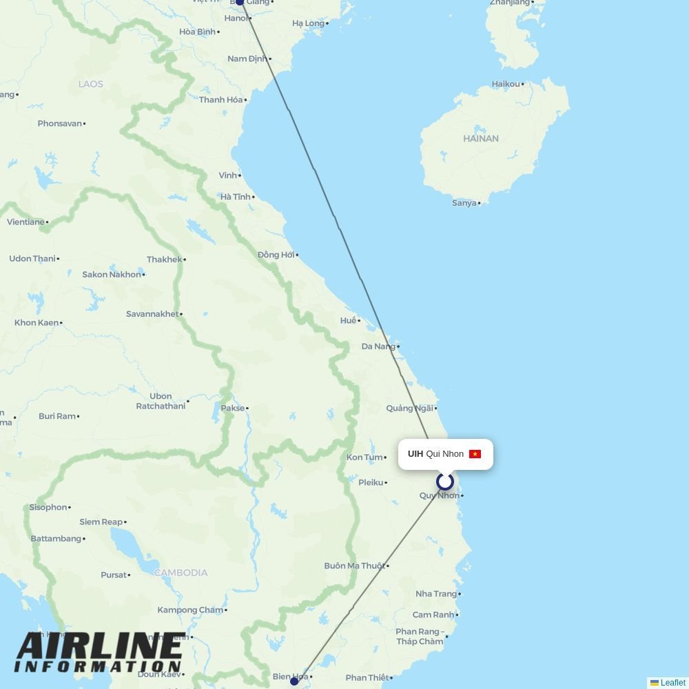 Vietnam Airlines routes from UIH
