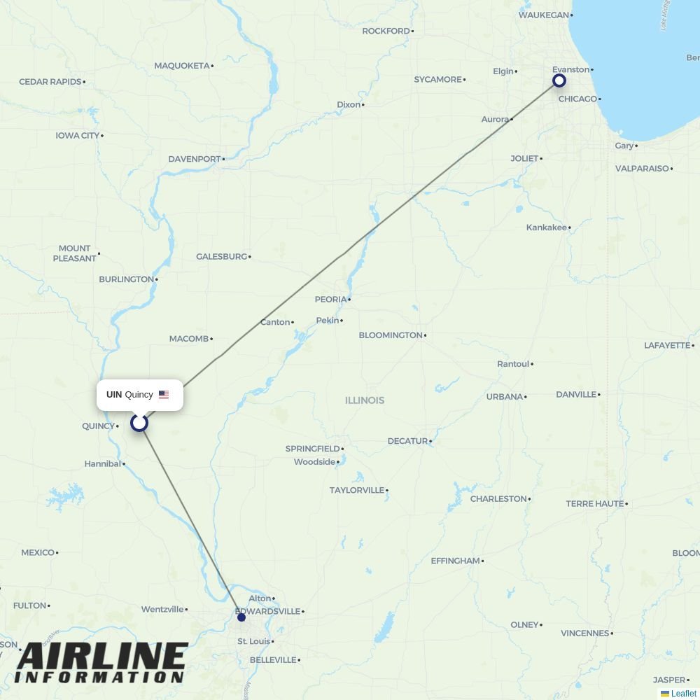 Contour Aviation routes from UIN
