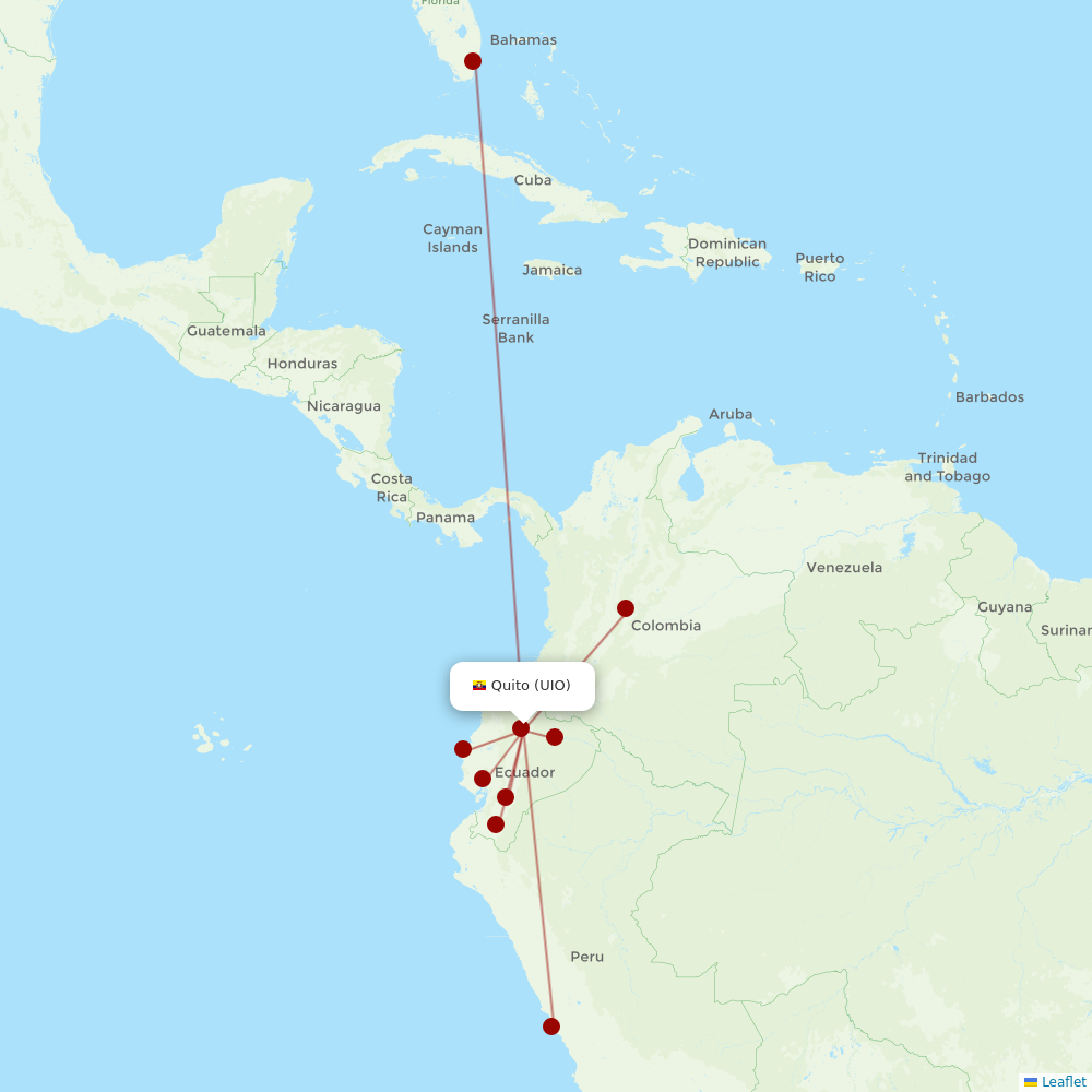 LATAM Airlines at UIO route map