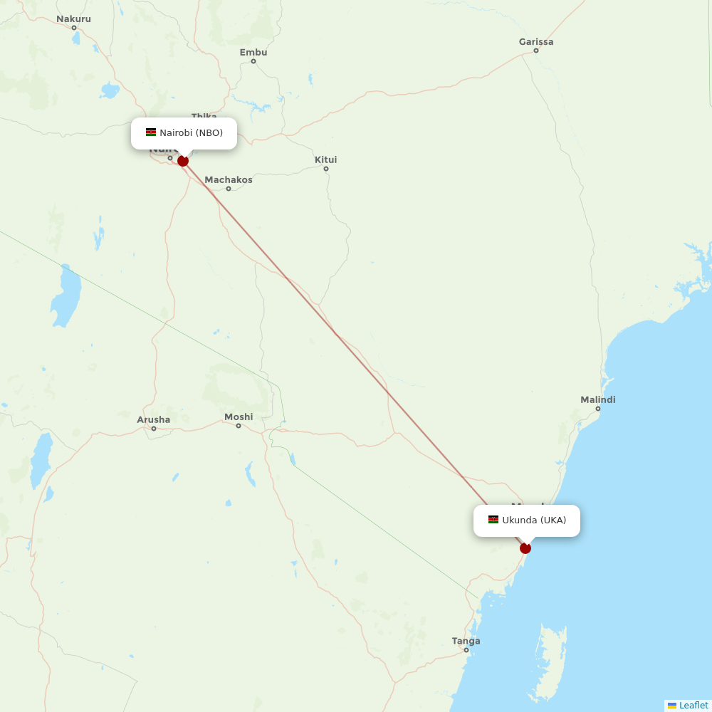 Jambojet Limited at UKA route map