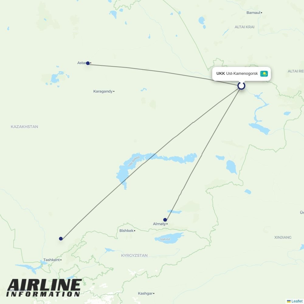 SCAT Airlines routes from UKK