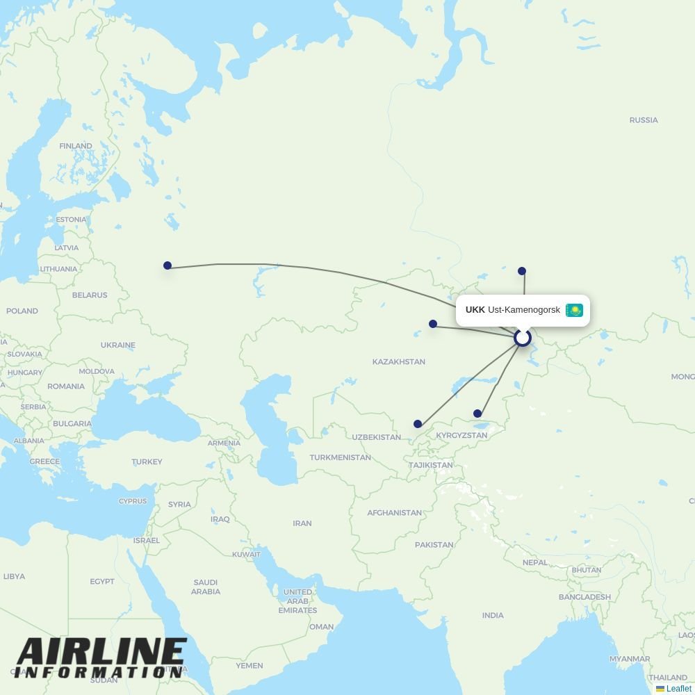 FlyArystan routes from UKK