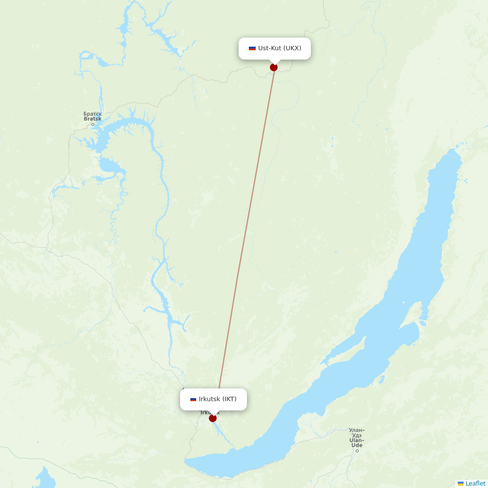 IrAero at UKX route map