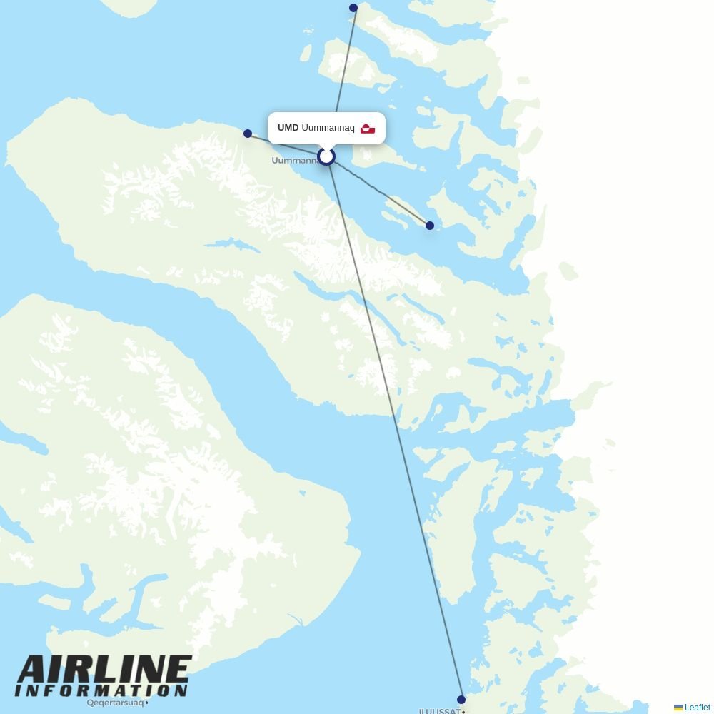 Air Greenland routes from UMD