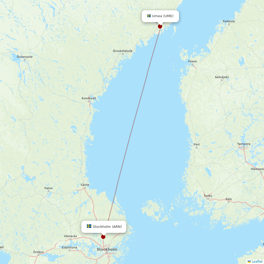 Norwegian Air Intl at UME route map