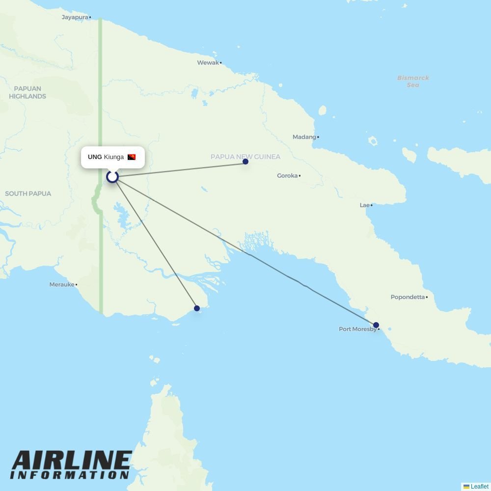 PNG Air routes from UNG