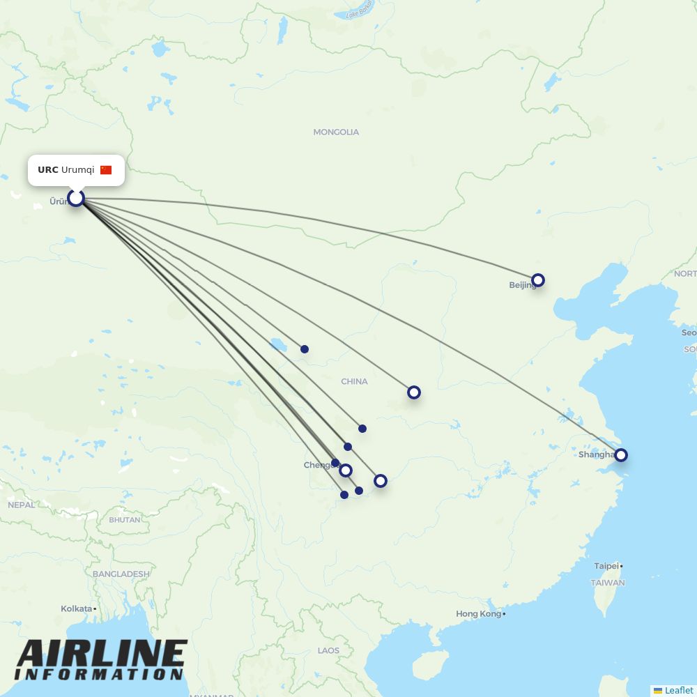 Sichuan Airlines routes from URC