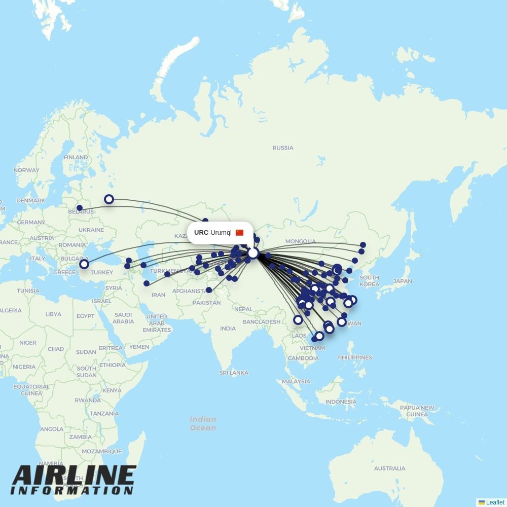 Chengdu Airlines routes from URC
