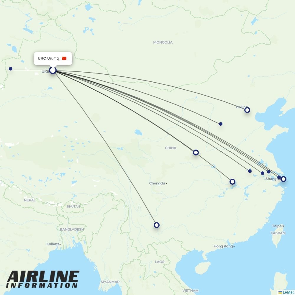 China Eastern routes from URC