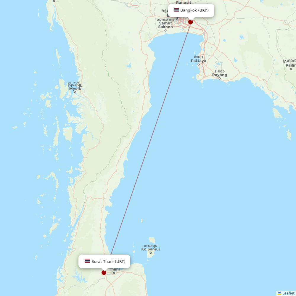 Thai Vietjet Air at URT route map