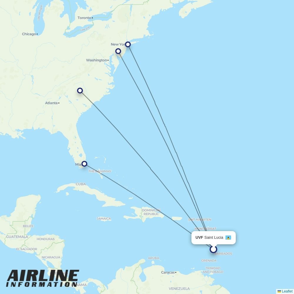 American Airlines routes from UVF