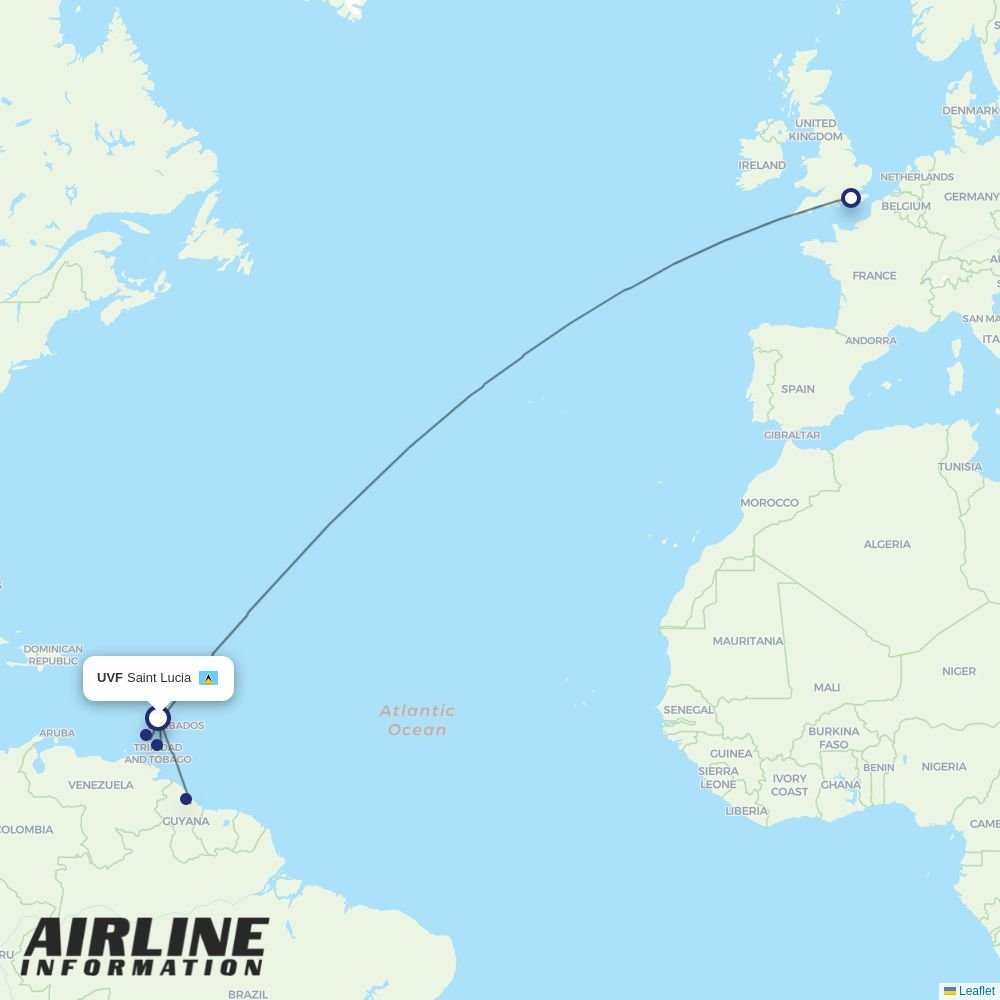 British Airways routes from UVF