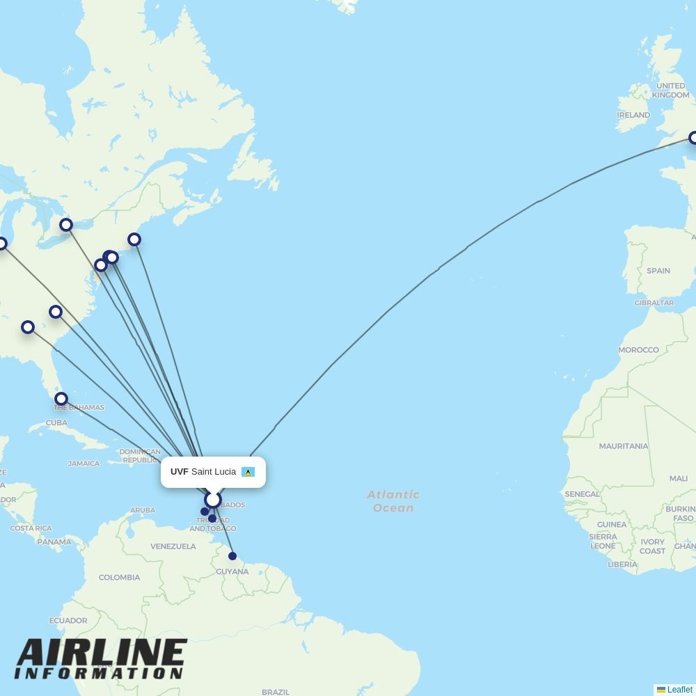 United routes from UVF