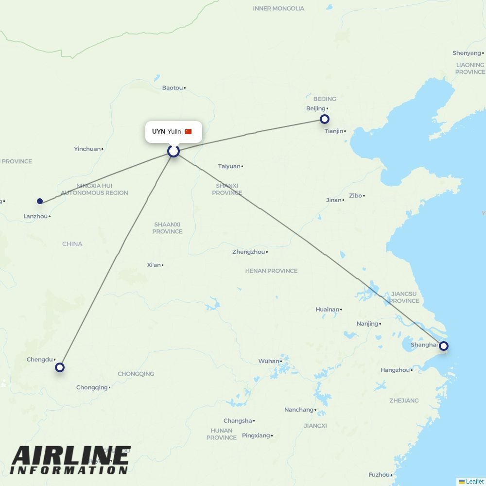 China United Airlines routes from UYN